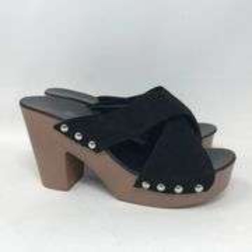Smile Wooden Platform Clogs Sandals Shoes sz 7.5